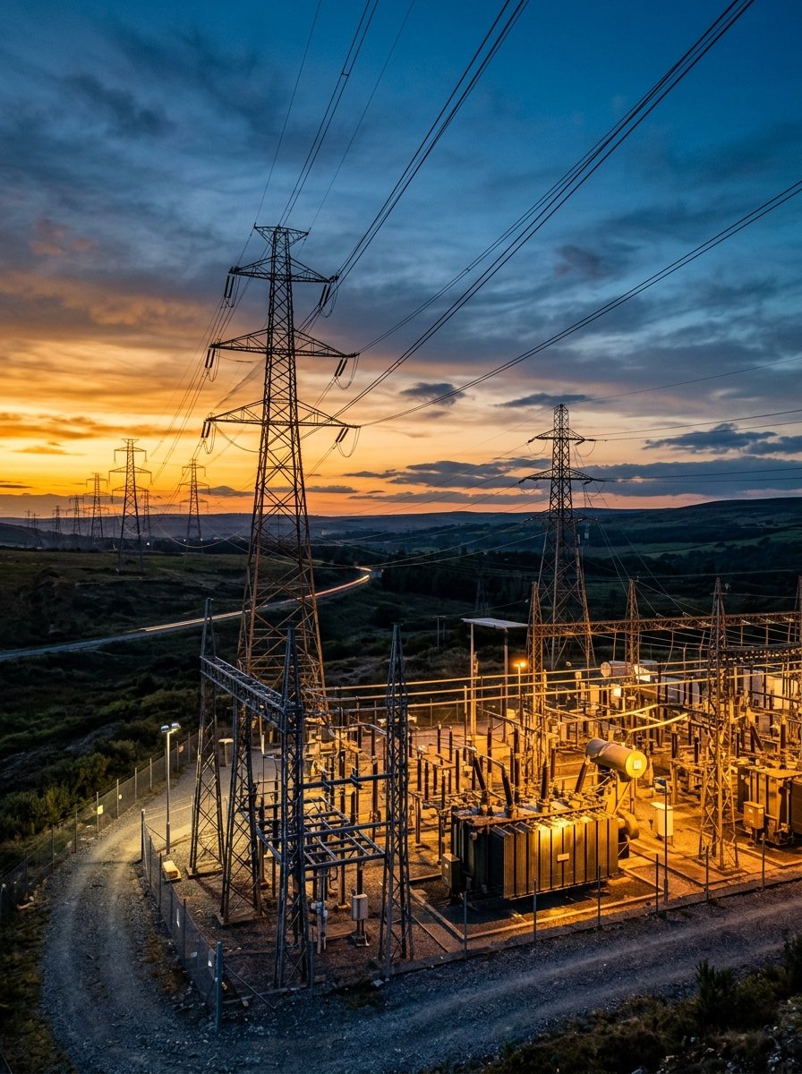 High voltage electricity transmission power lines